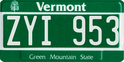 VT license plate ZYI953