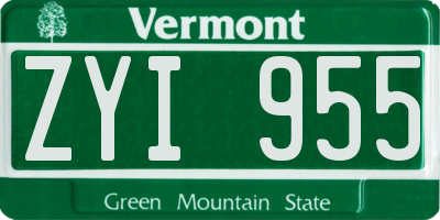 VT license plate ZYI955