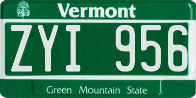 VT license plate ZYI956