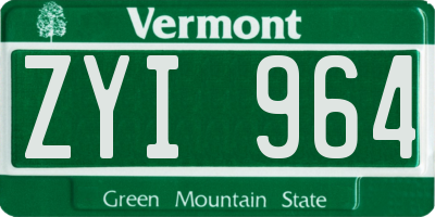 VT license plate ZYI964