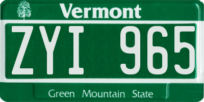 VT license plate ZYI965