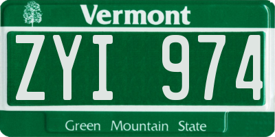 VT license plate ZYI974
