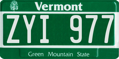 VT license plate ZYI977