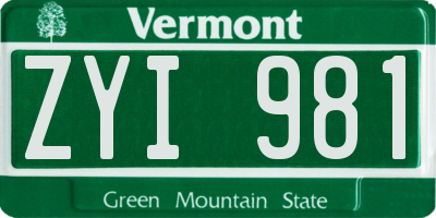 VT license plate ZYI981