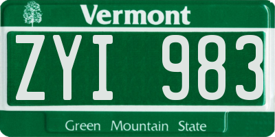 VT license plate ZYI983