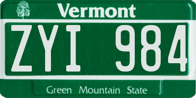 VT license plate ZYI984