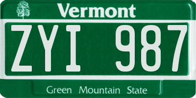 VT license plate ZYI987