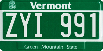 VT license plate ZYI991