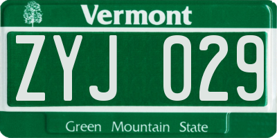 VT license plate ZYJ029