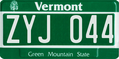 VT license plate ZYJ044