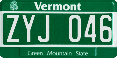 VT license plate ZYJ046