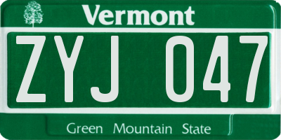 VT license plate ZYJ047