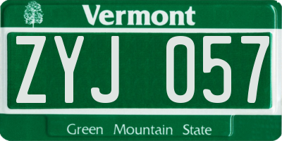 VT license plate ZYJ057