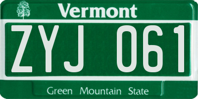 VT license plate ZYJ061