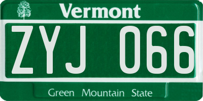 VT license plate ZYJ066