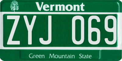 VT license plate ZYJ069
