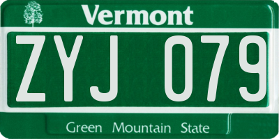 VT license plate ZYJ079