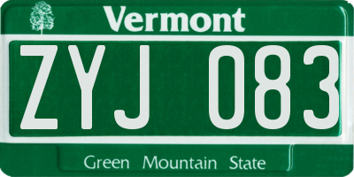 VT license plate ZYJ083
