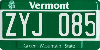 VT license plate ZYJ085