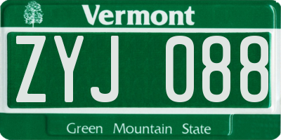 VT license plate ZYJ088