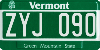 VT license plate ZYJ090