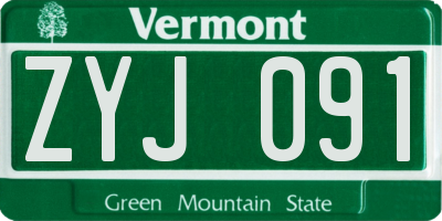 VT license plate ZYJ091