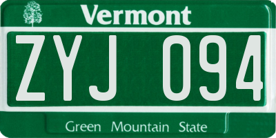 VT license plate ZYJ094