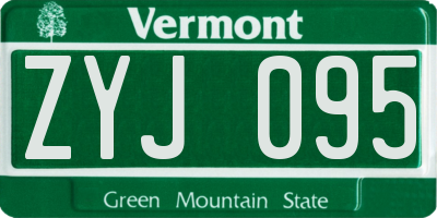 VT license plate ZYJ095