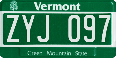 VT license plate ZYJ097