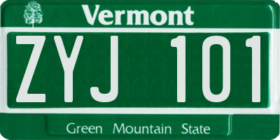 VT license plate ZYJ101