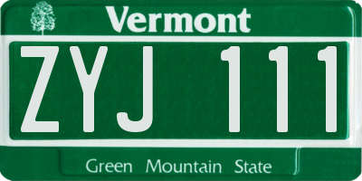 VT license plate ZYJ111