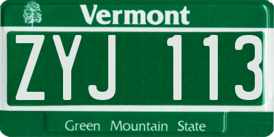 VT license plate ZYJ113