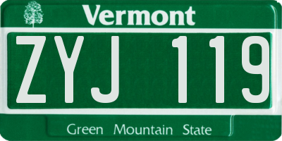 VT license plate ZYJ119