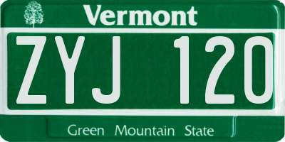 VT license plate ZYJ120