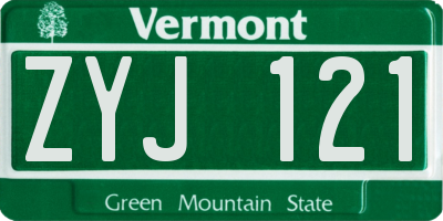 VT license plate ZYJ121