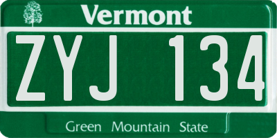 VT license plate ZYJ134