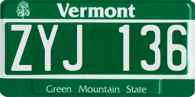 VT license plate ZYJ136