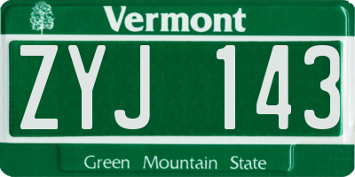 VT license plate ZYJ143