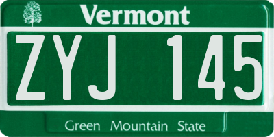 VT license plate ZYJ145