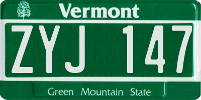 VT license plate ZYJ147
