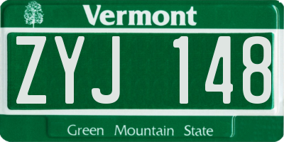 VT license plate ZYJ148