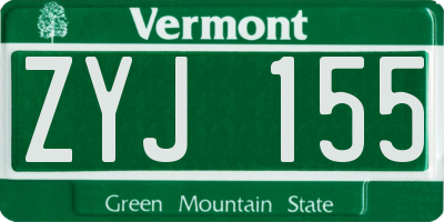 VT license plate ZYJ155
