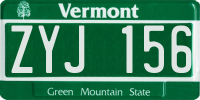 VT license plate ZYJ156