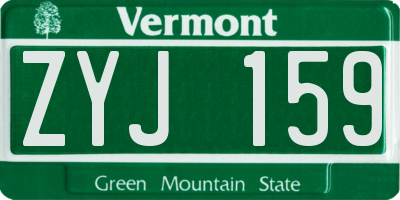 VT license plate ZYJ159