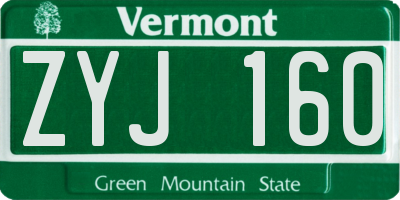 VT license plate ZYJ160