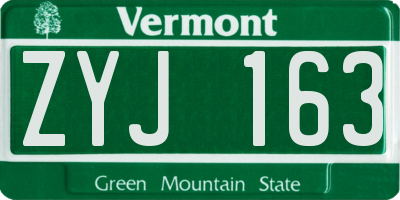 VT license plate ZYJ163