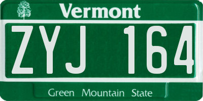 VT license plate ZYJ164