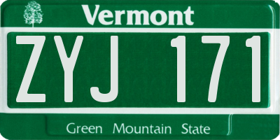 VT license plate ZYJ171