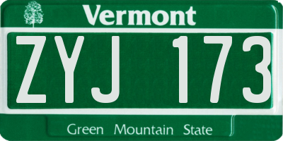 VT license plate ZYJ173