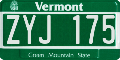 VT license plate ZYJ175